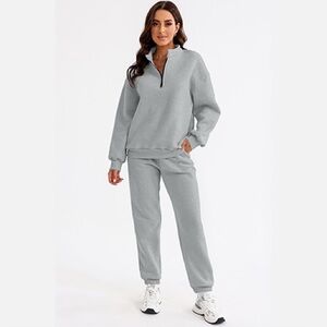 Women's Stylish Gray Jogger Set Sz L
